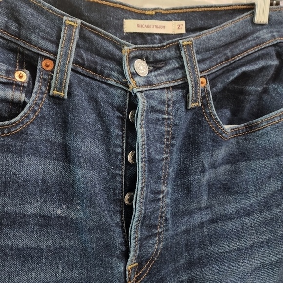 Levi's Dark Blue Straight Leg Jeans - Picture 3 of 7